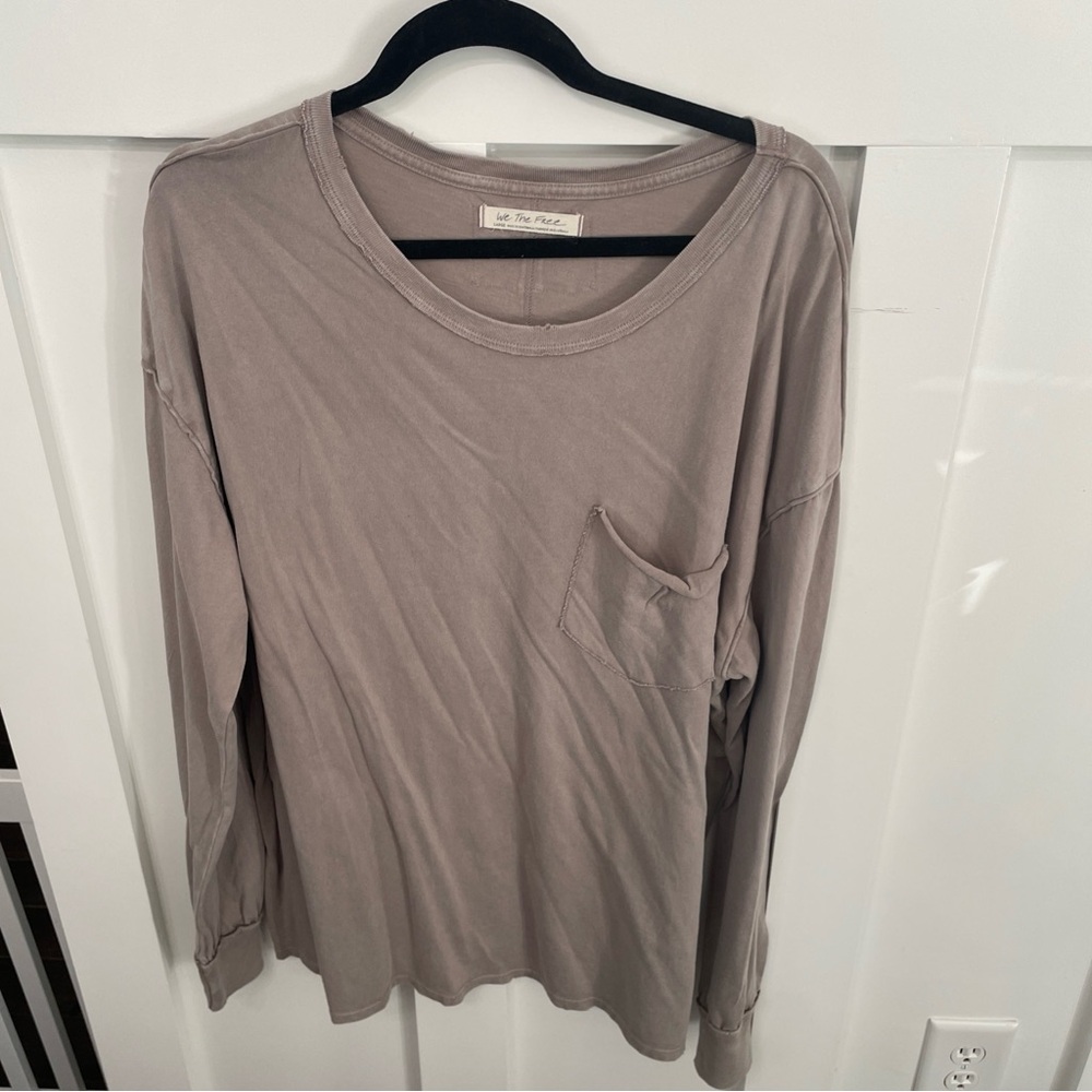 We the free fade into you long sleeve T shirt-Large-oversized-hippie-boho-Taupe